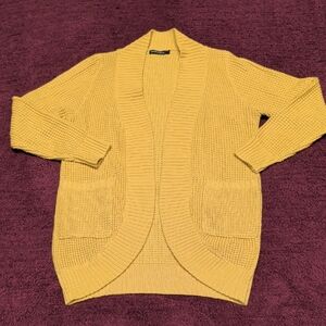 Mustard Yellow Open-Front Cardigan